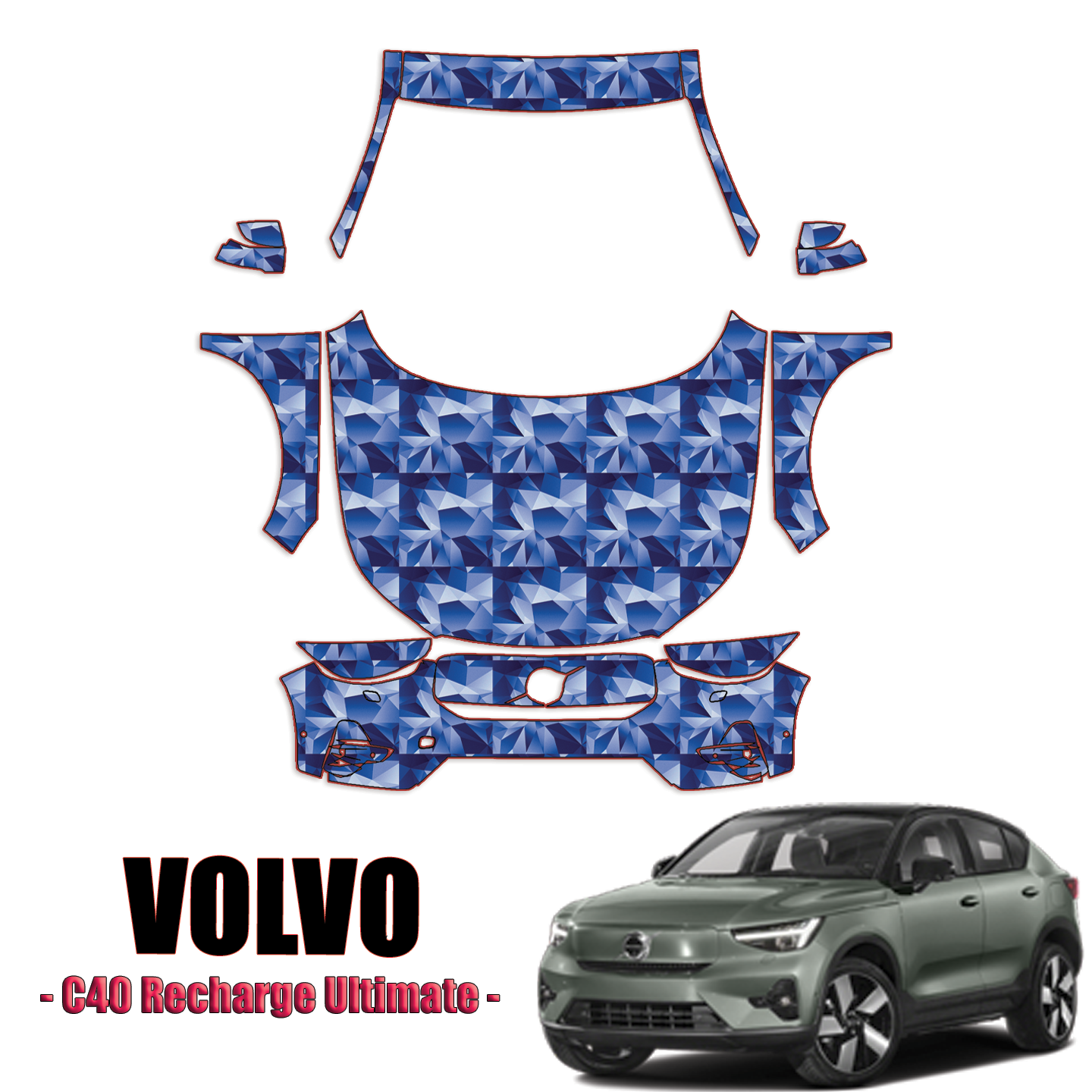2022-2023 Volvo C40 Recharge Precut Paint Protection Kit – Full Front + A Pillars + Rooftop