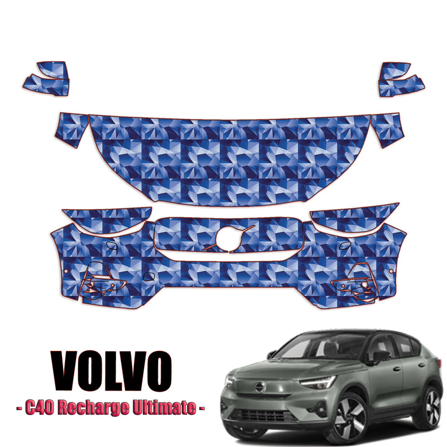 2022-2023 Volvo C40 Recharge Precut Paint Protection Kit – Partial Front