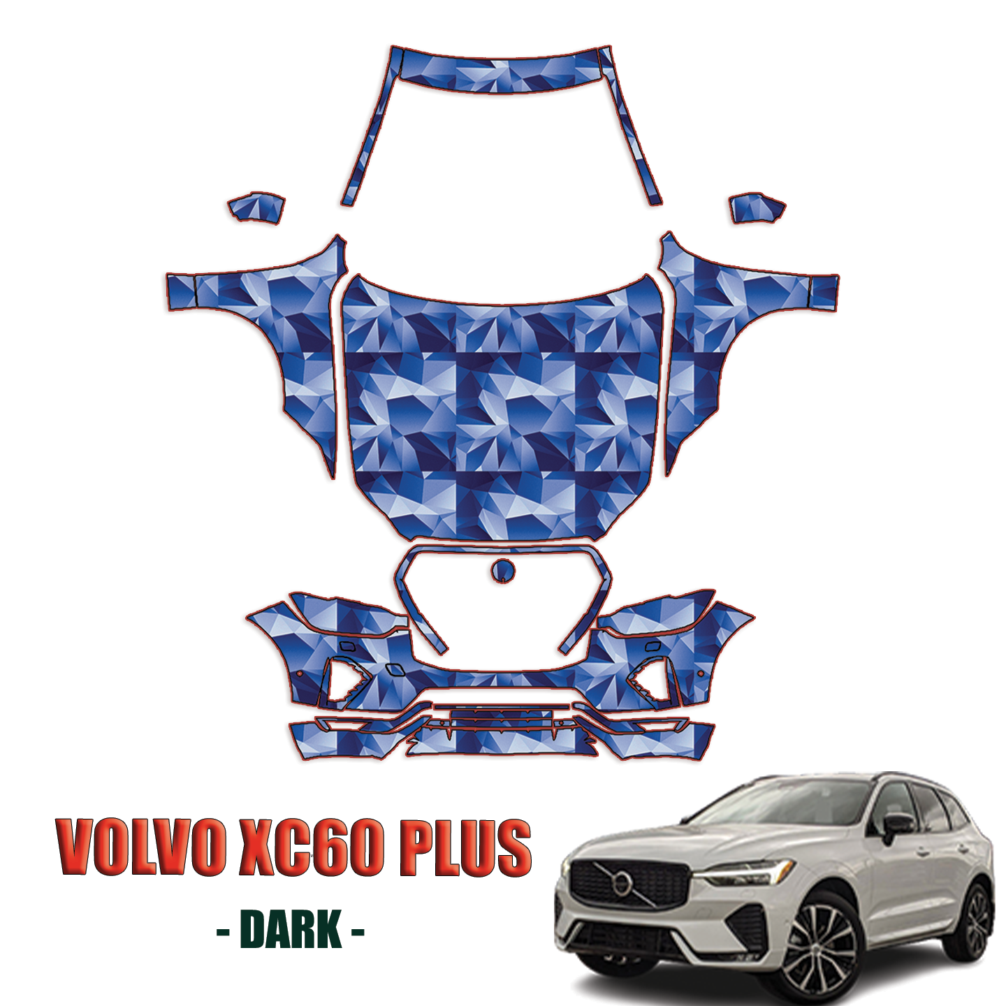 2023-2024 Volvo XC60 Plus (Dark) Precut Paint Protection Pre Cut PPF Kit – Full Front