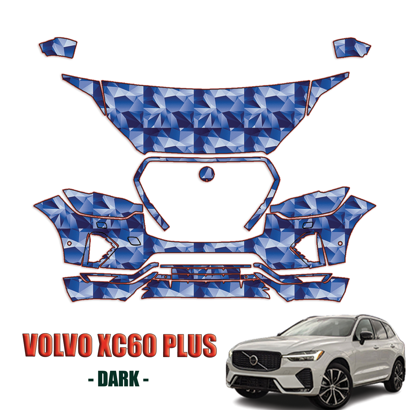 2023-2024 Volvo XC60 Plus-Dark Precut Paint Protection PPF Kit – Partial Front