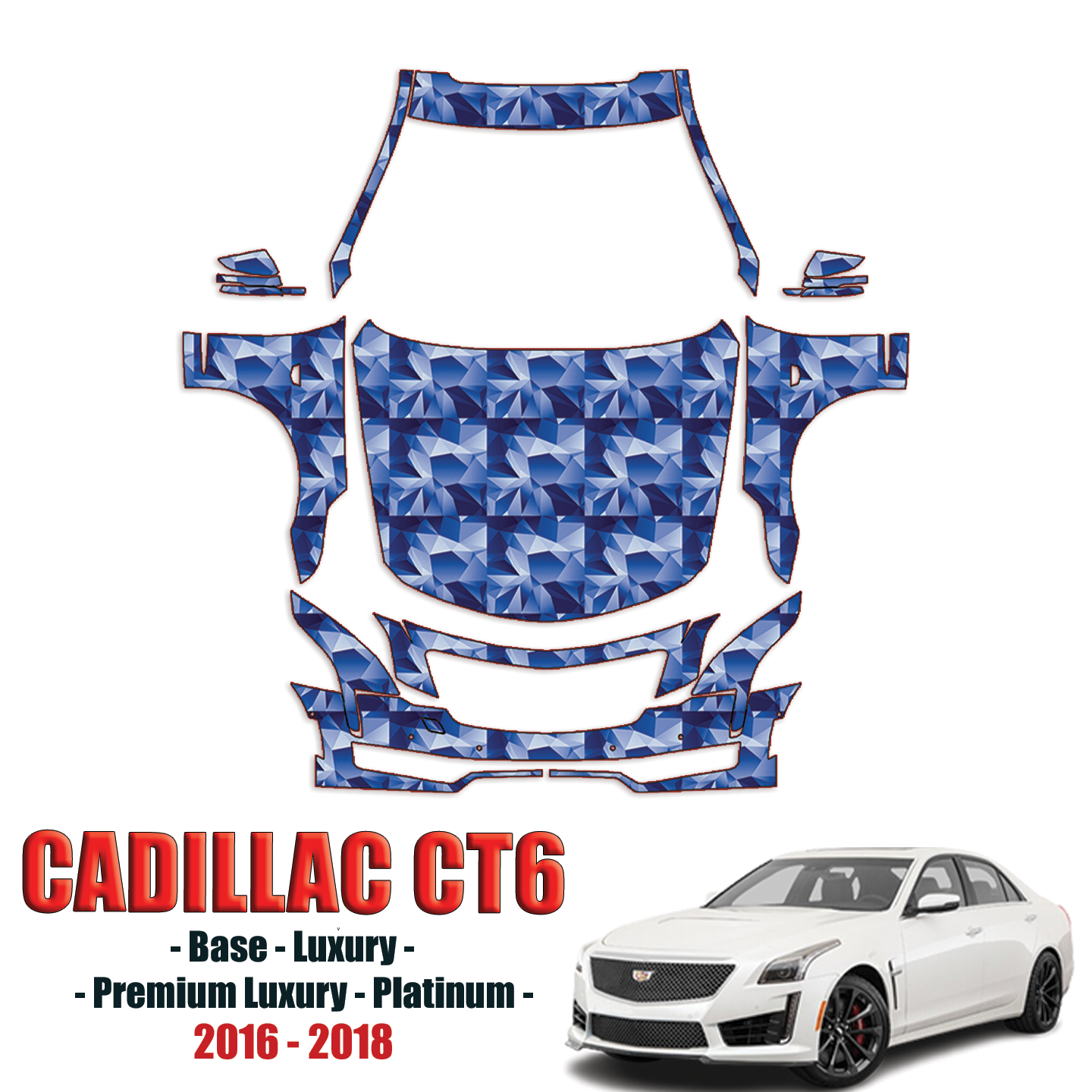 2016-2018 Cadillac CT6 Precut Paint Protection PPF Kit – Full Front