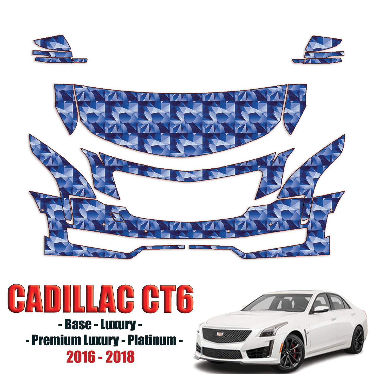 2016-2018 Cadillac CT6 Precut Paint Protection PPF Kit – Partial Front