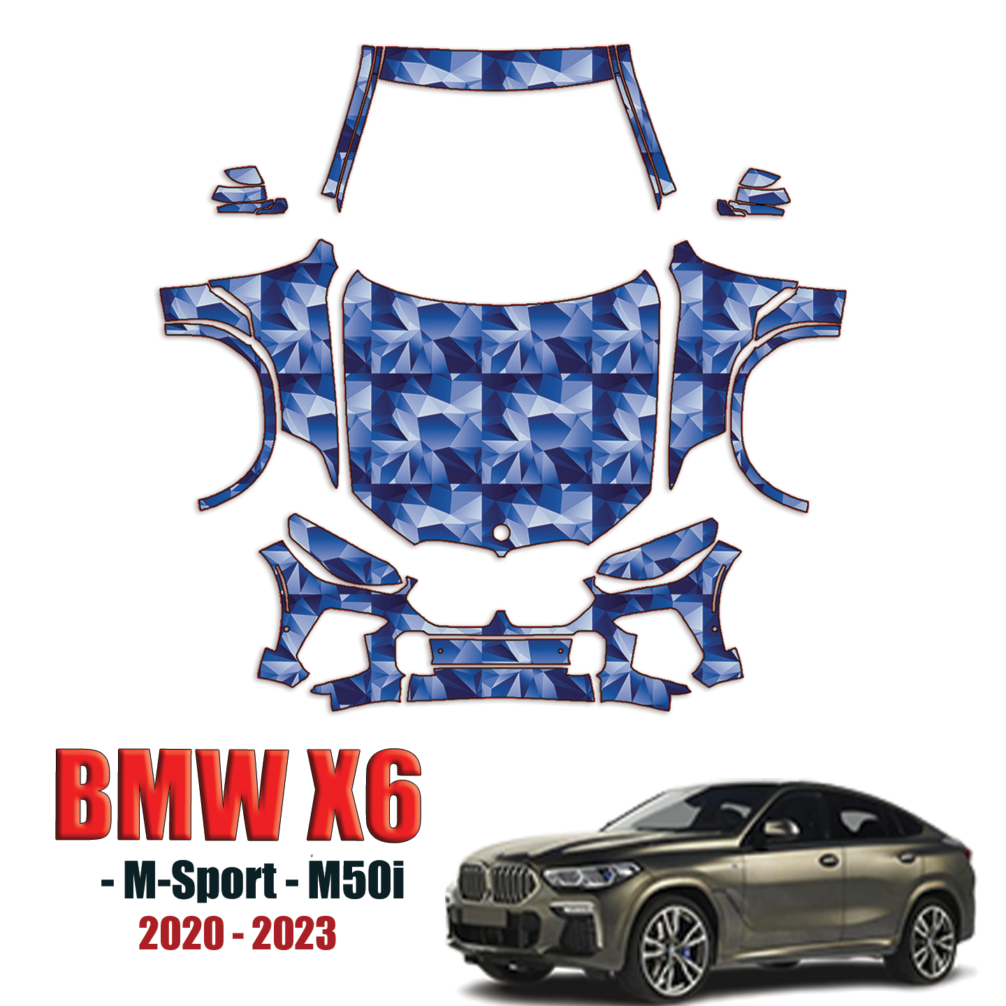 2020-2023 BMW X6 M-Sport, M50i Precut Paint Protection Kit – Full Front