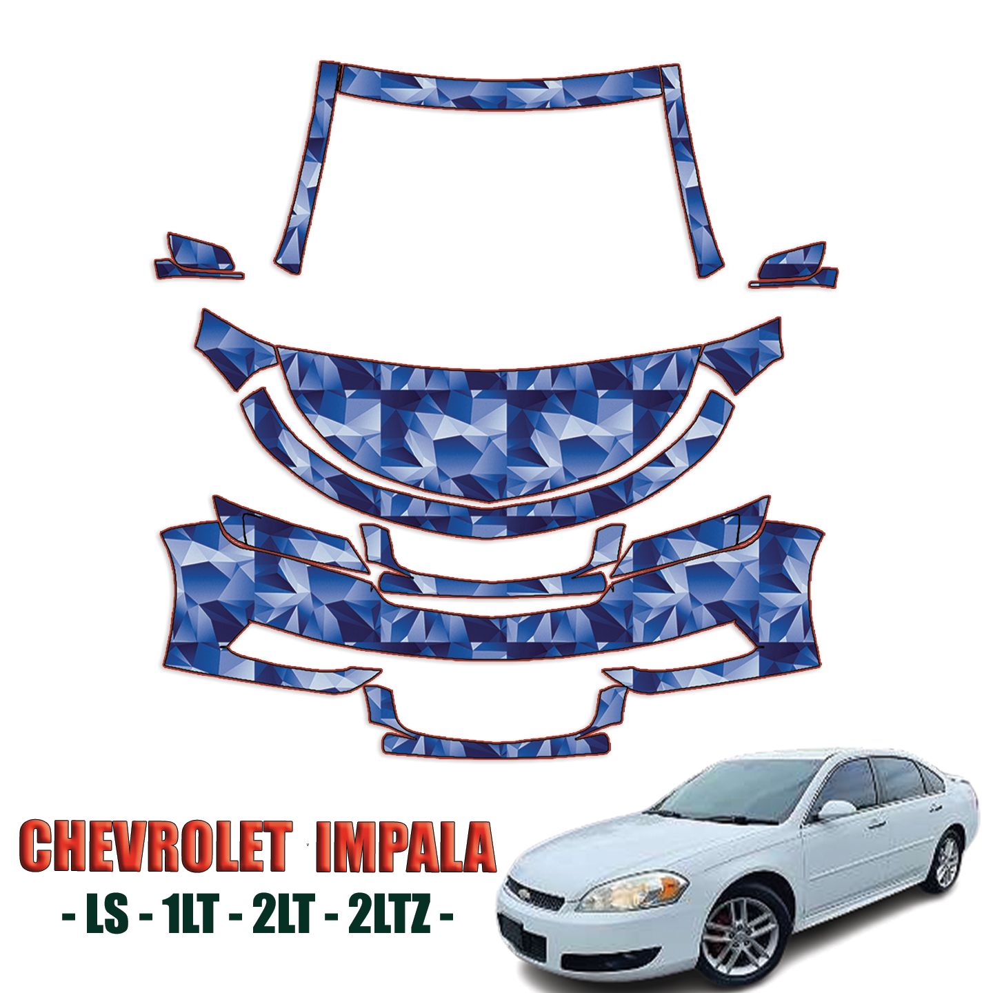2014 – 2024 Chevrolet Impala Pre Cut Paint Protection PPF Kit – Partial Front