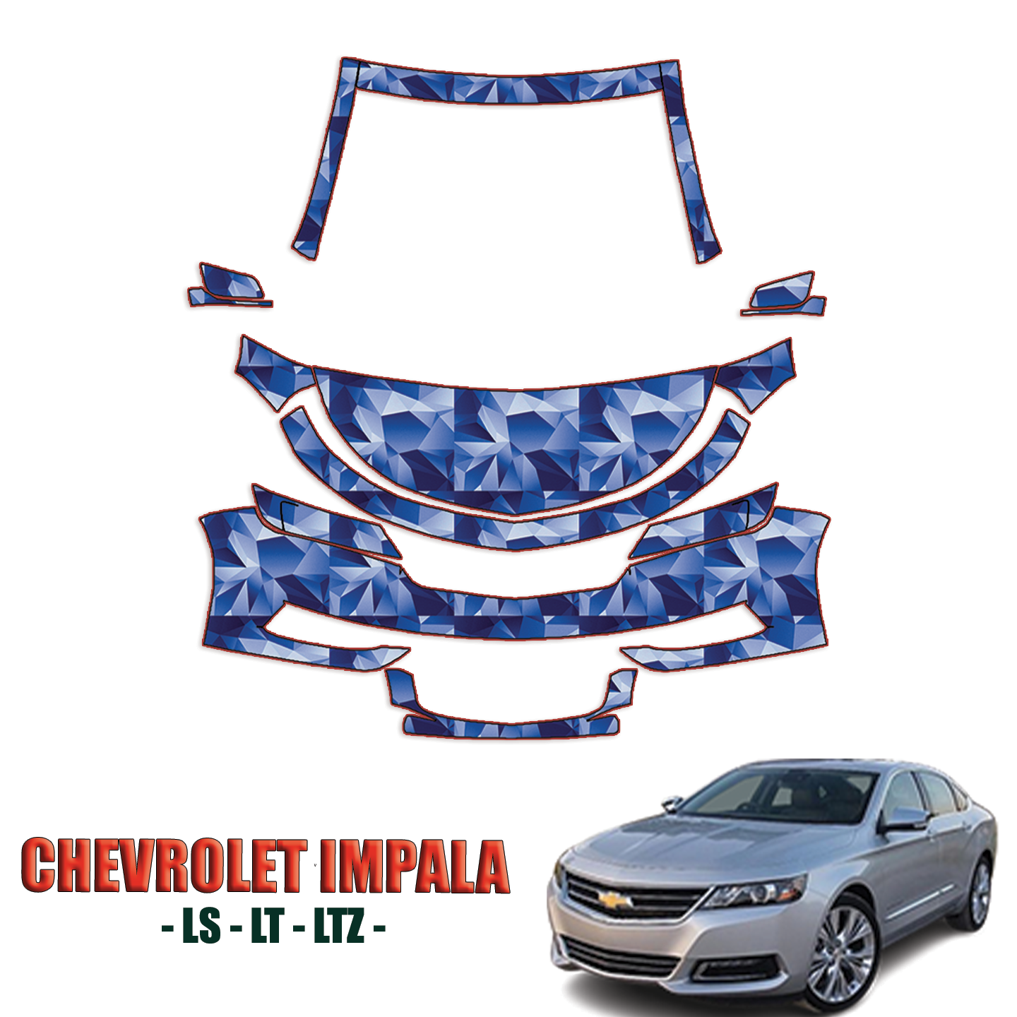 2014-2024 Chevrolet Impala Precut Paint Protection PPF Kit – Partial Front