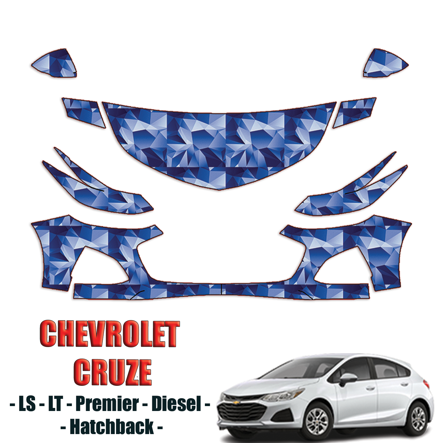 2017-2019 Chevrolet Cruze Paint Protection PPF Kit – Partial Front