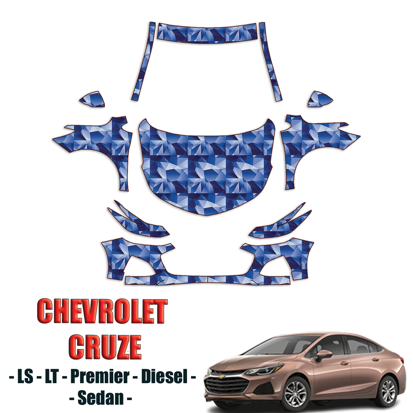 2019-2024 Chevrolet Cruze Sedan Precut Paint Protection PPF Kit – Full Front