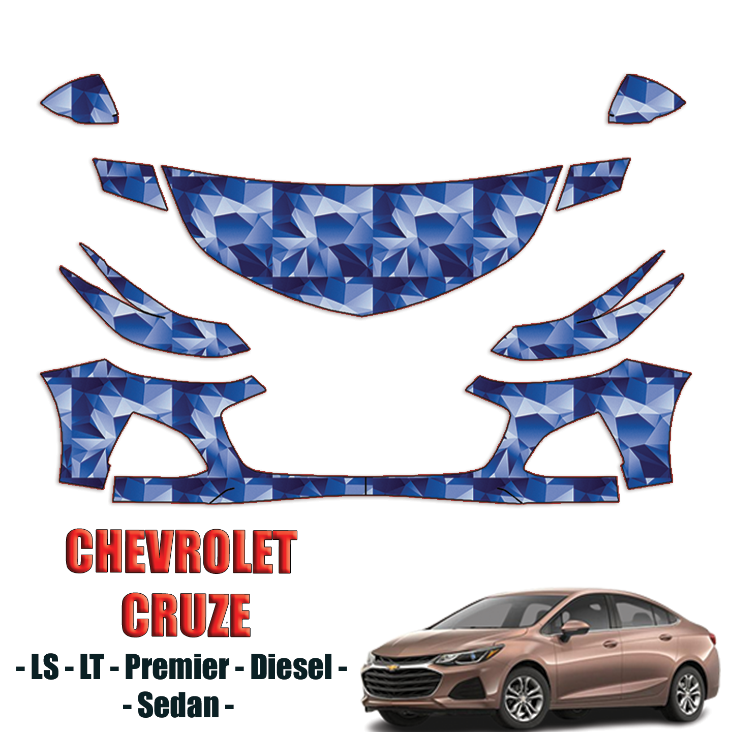 2017-2019 Chevrolet Cruze Precut Paint Protection PPF Kit – Partial Front