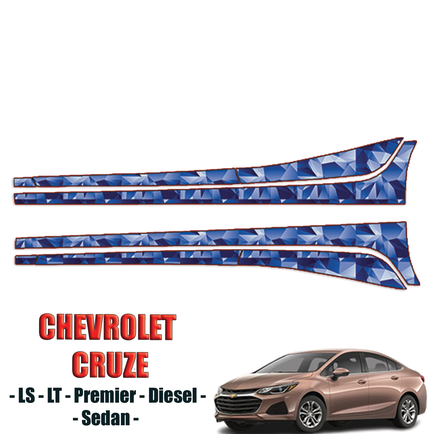 2019-2024 Chevrolet Cruze Precut Paint Protection PPF Kit – Rocker Panels