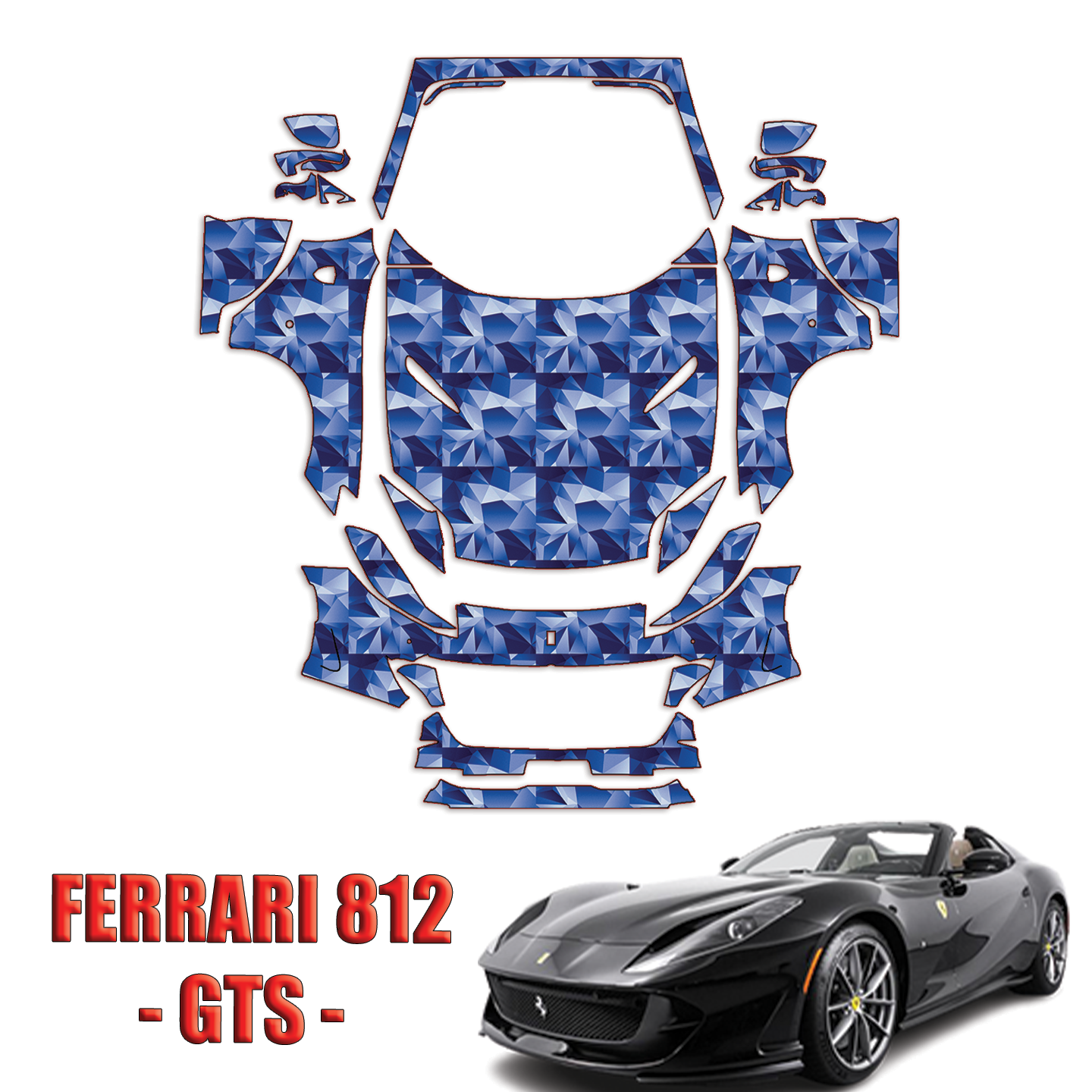 2020-2024 Ferrari 812 GTS Precut Paint Protection Kit Full Front + A Pillars + Rooftop