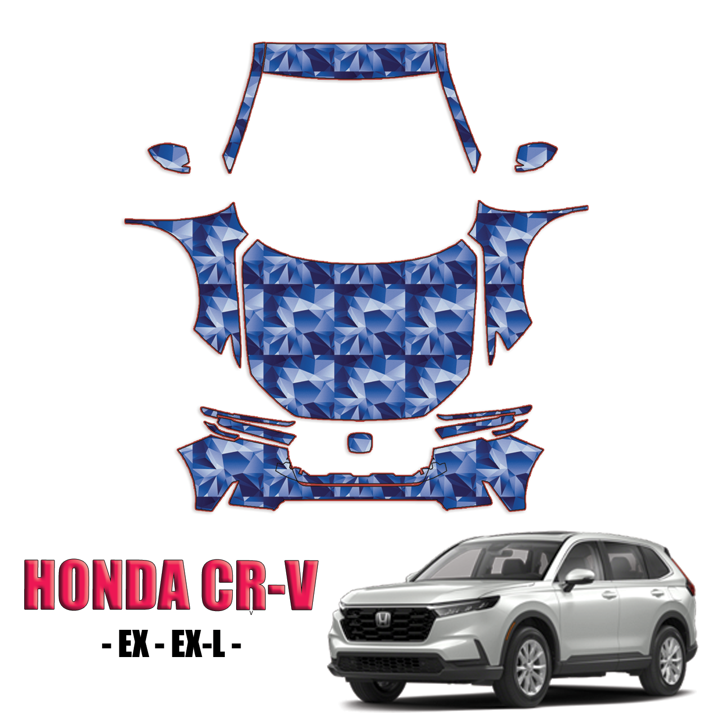 2023-2024 Honda CR-V – EX, EX-L Pre Cut Paint Protection Kit – Full Front + A Pillars + Rooftop