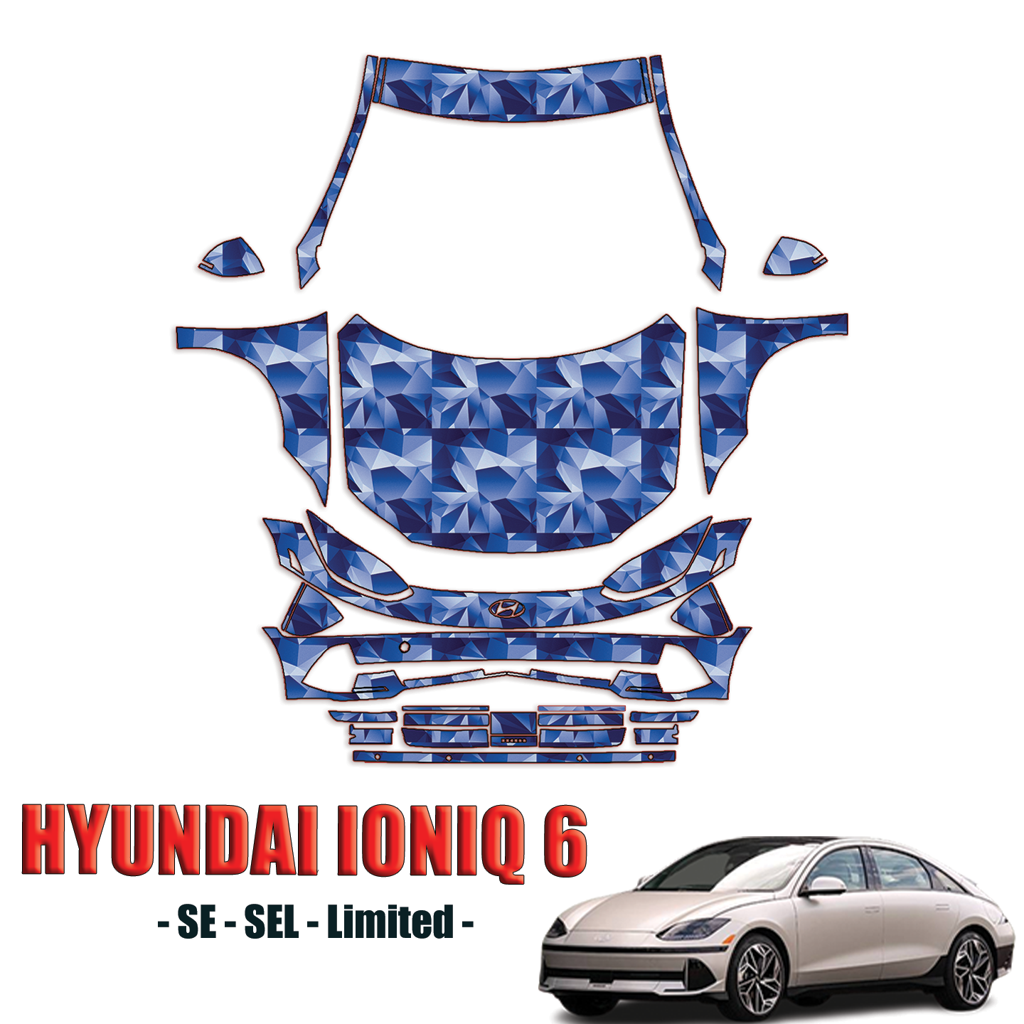 2023-2024 Hyundai Ionoq 6 – SE, SEL, Limited Precut Paint Protection Kit – Full Front