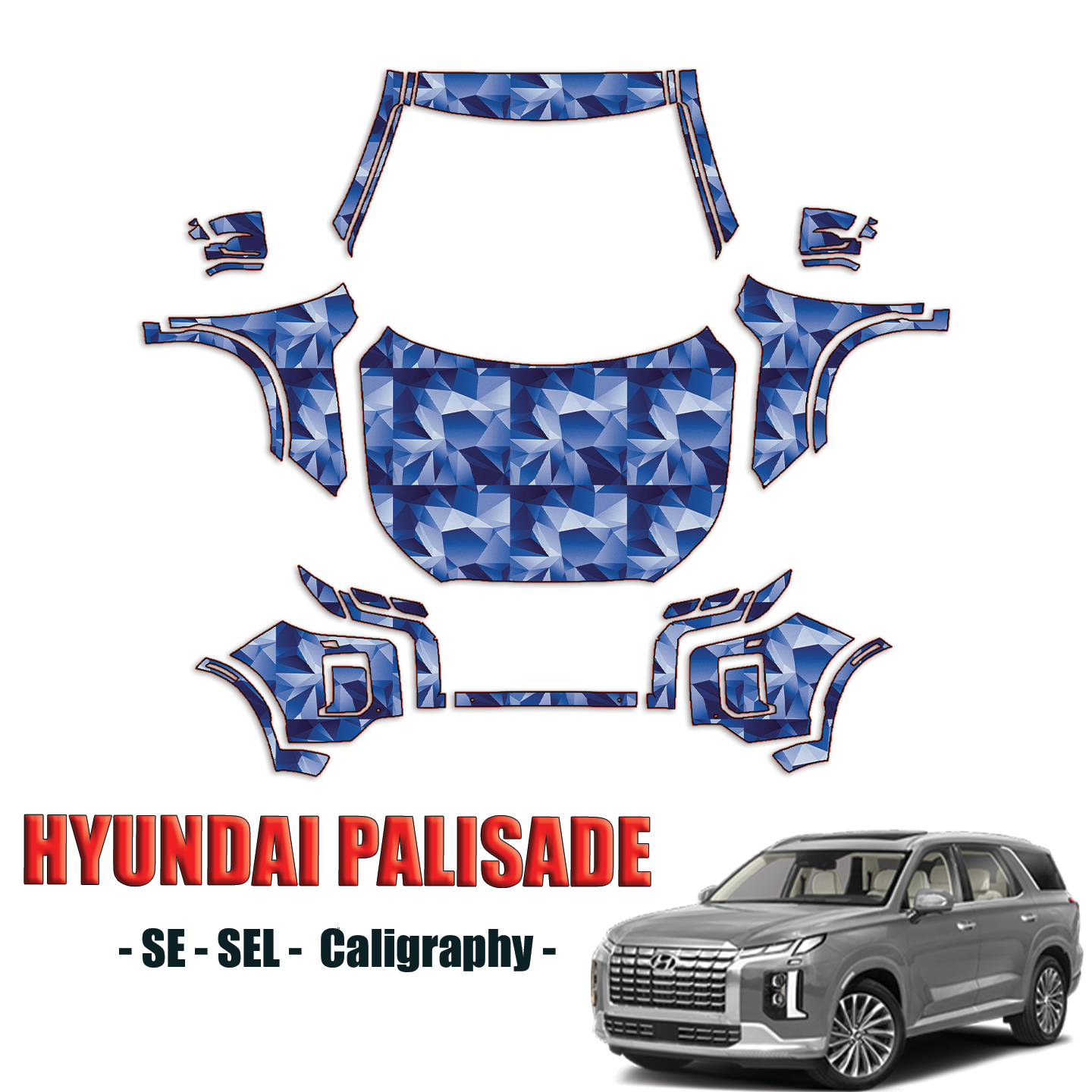 2023-2024 Hyundai Palisade  Precut Paint Protection Kit – Full Front + A Pillars + Rooftop