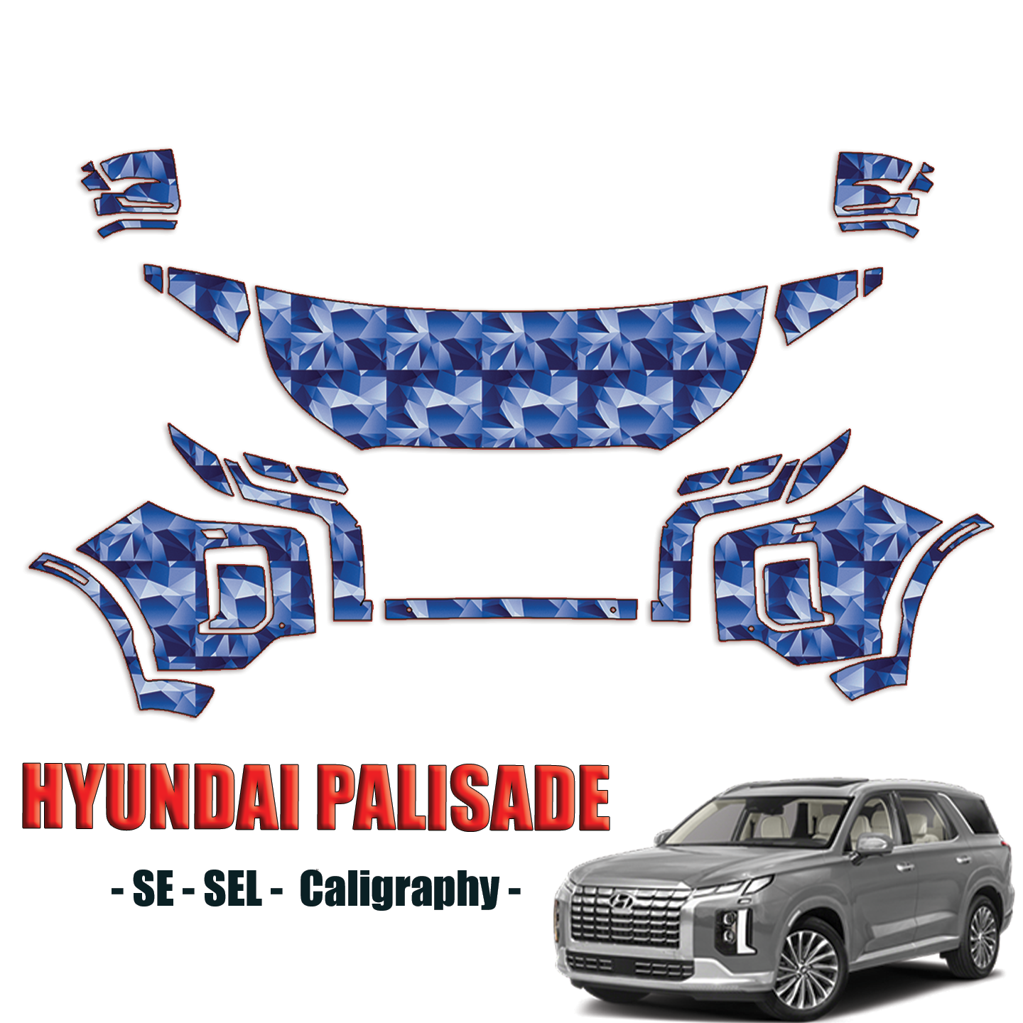 2023-2024 Hyundai Palisade – SE, SEL, Calligraphy Pre Cut Paint Protection PPF Kit – Partial Front