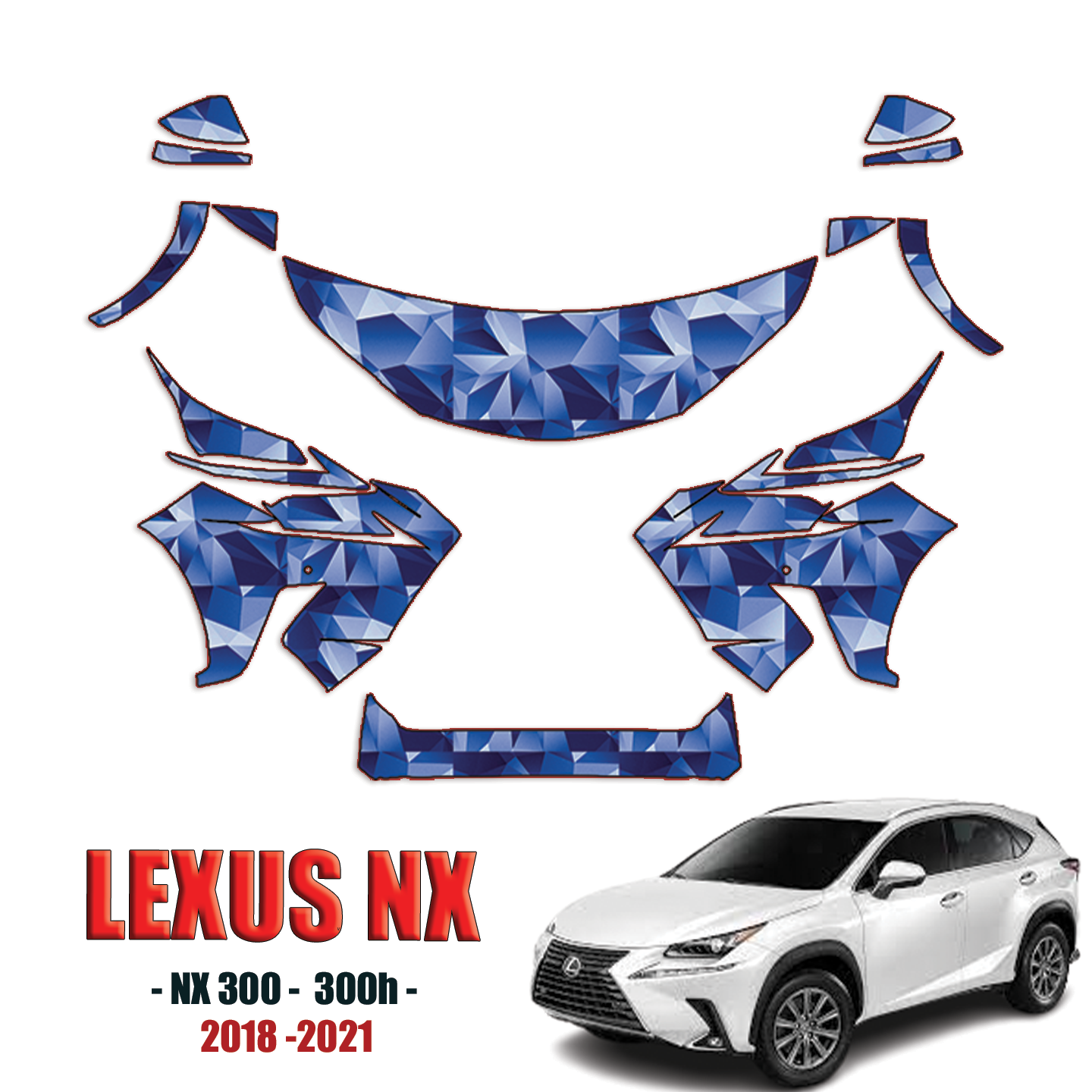 2018-2021 Lexus NX300, 300H Precut Paint Protection Kit (PPF) – Partial Front