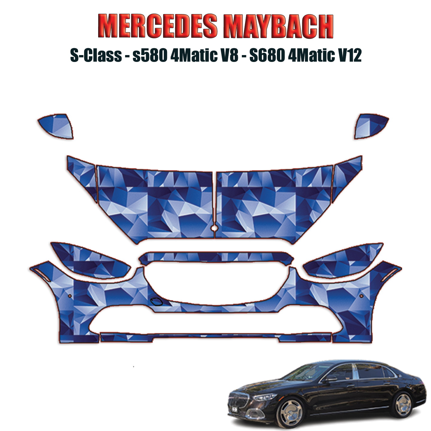 2021-2024 Mercedes Maybach S Class Precut Paint Protection PPF Kit – Partial Front
