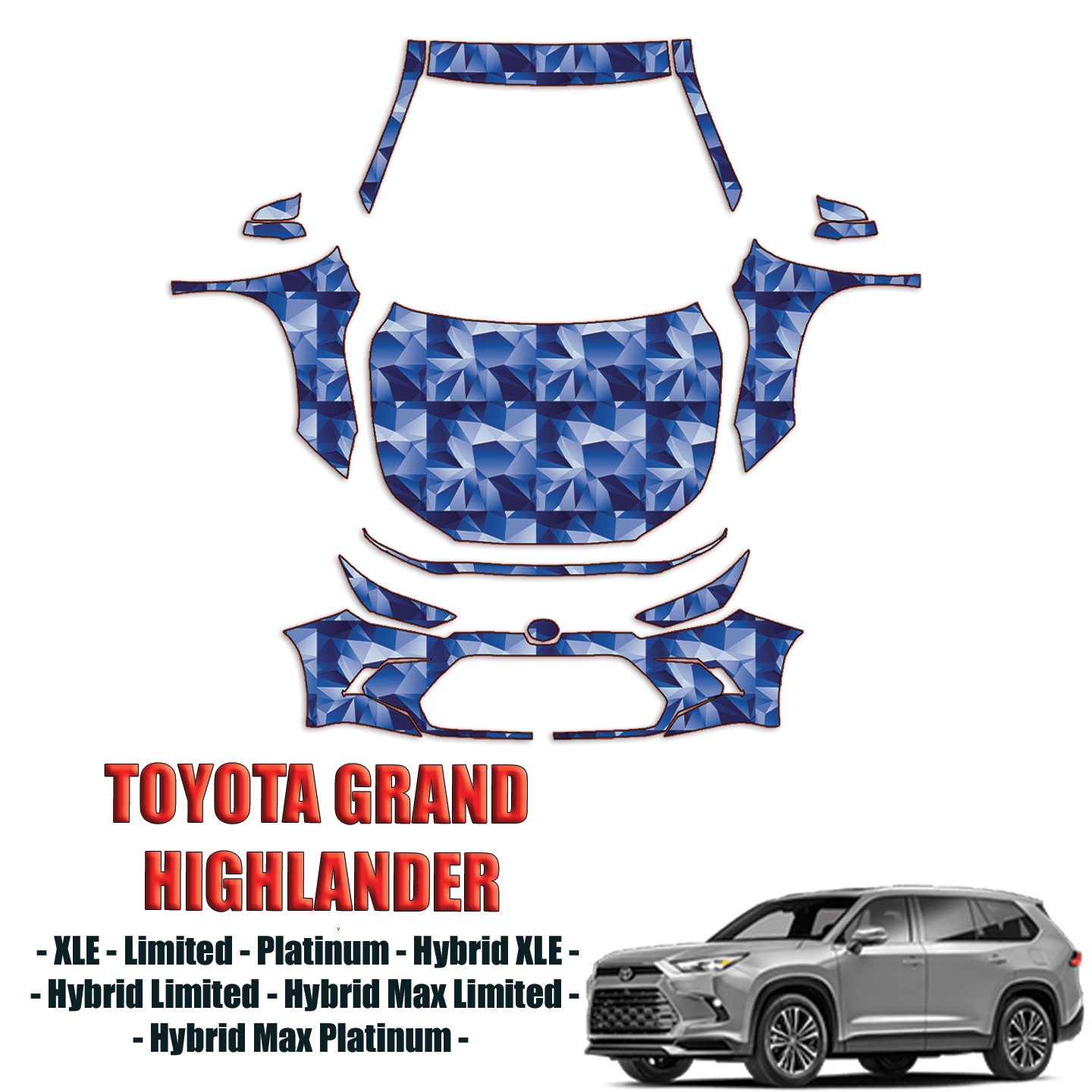2024-2025 Toyota Grand Highlander Precut Paint Protection Kit – Full Front+