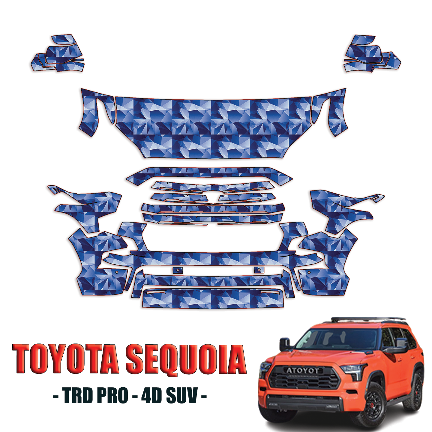 2023-2024 Toyota Sequoia TRD Pro Precut Paint Protection PPF Kit – Partial Front